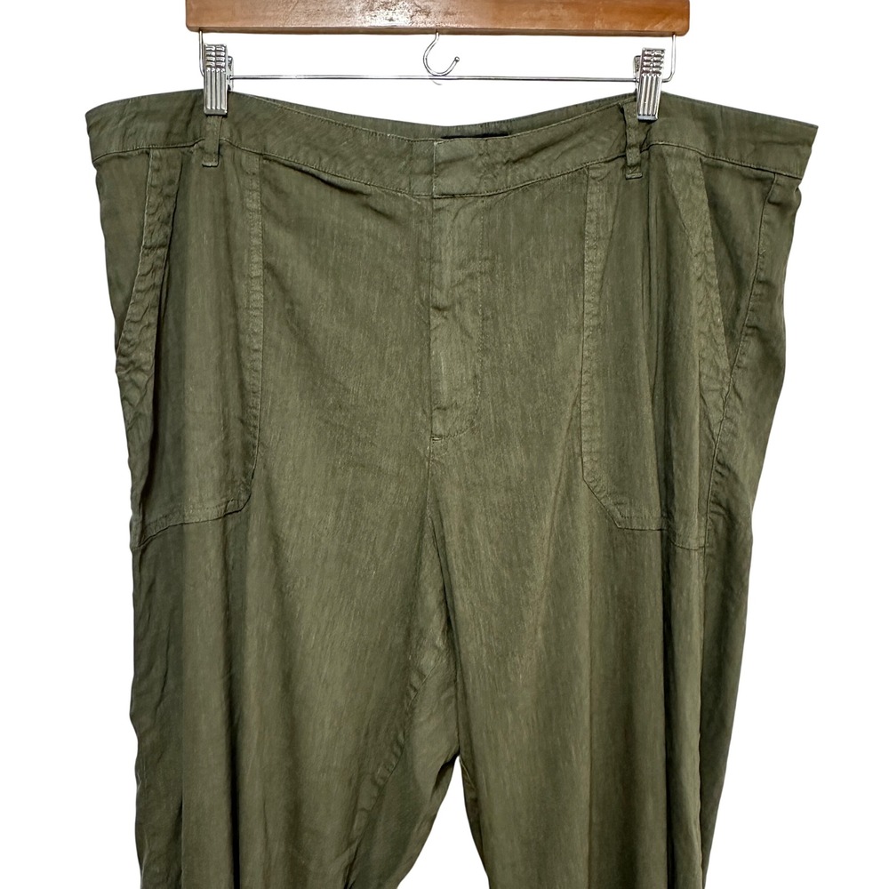 KUT from the Kloth Topaz Wide Leg Pants Womens 18W Green Linen Blend High Rise